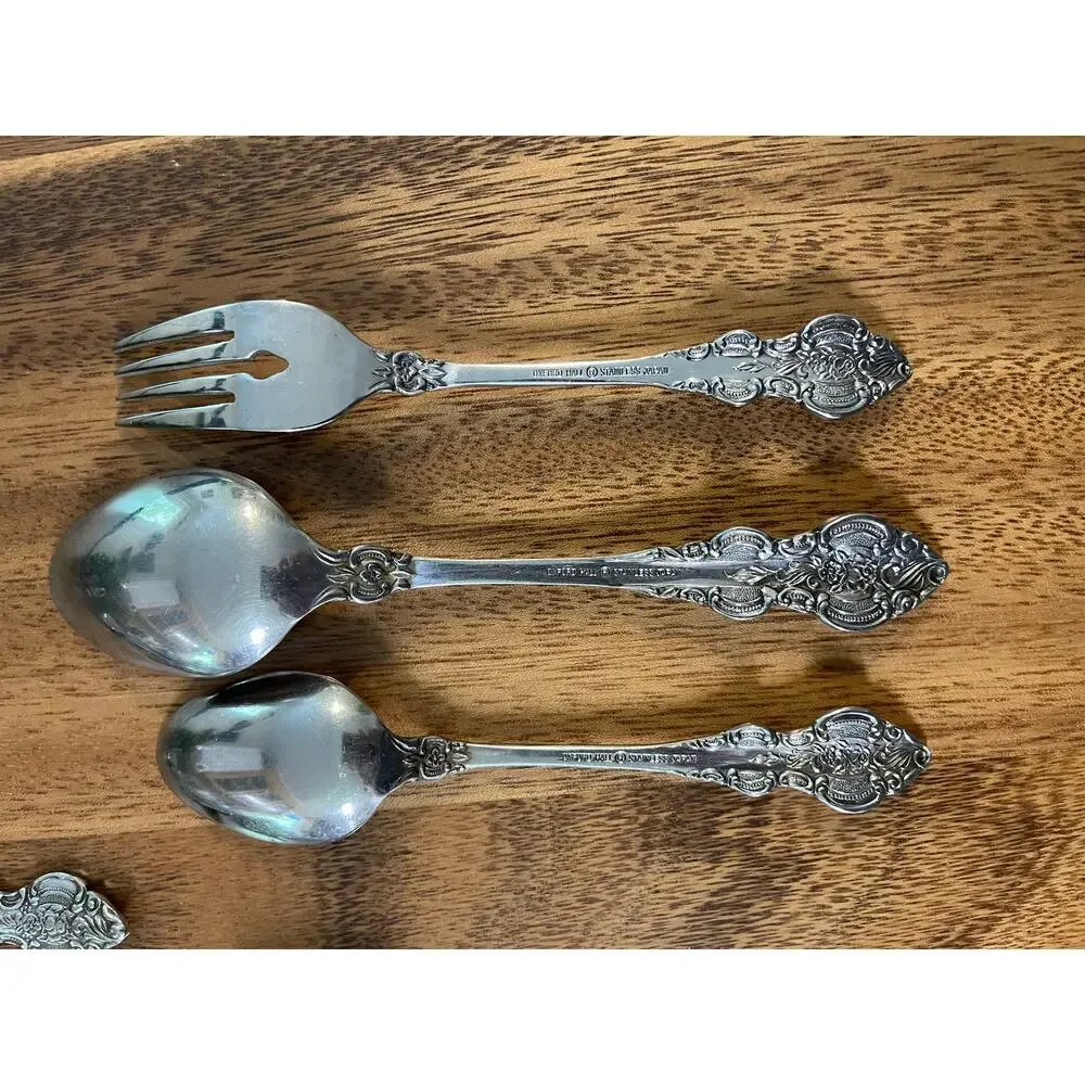 OXFORD HALL Stainless Steel Japan 29 Pieces Floral Flatware Silverware Utinsels
